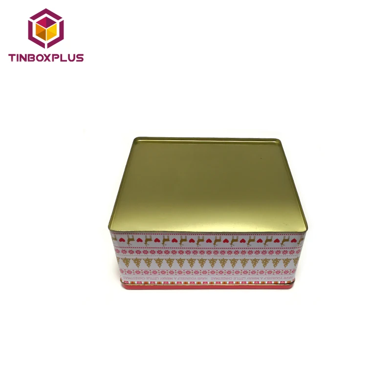 Tin Can Manufacturer Custom Metal Cookie Box Cake Boxes Sweet Tin Cans With Christmas Theme Print