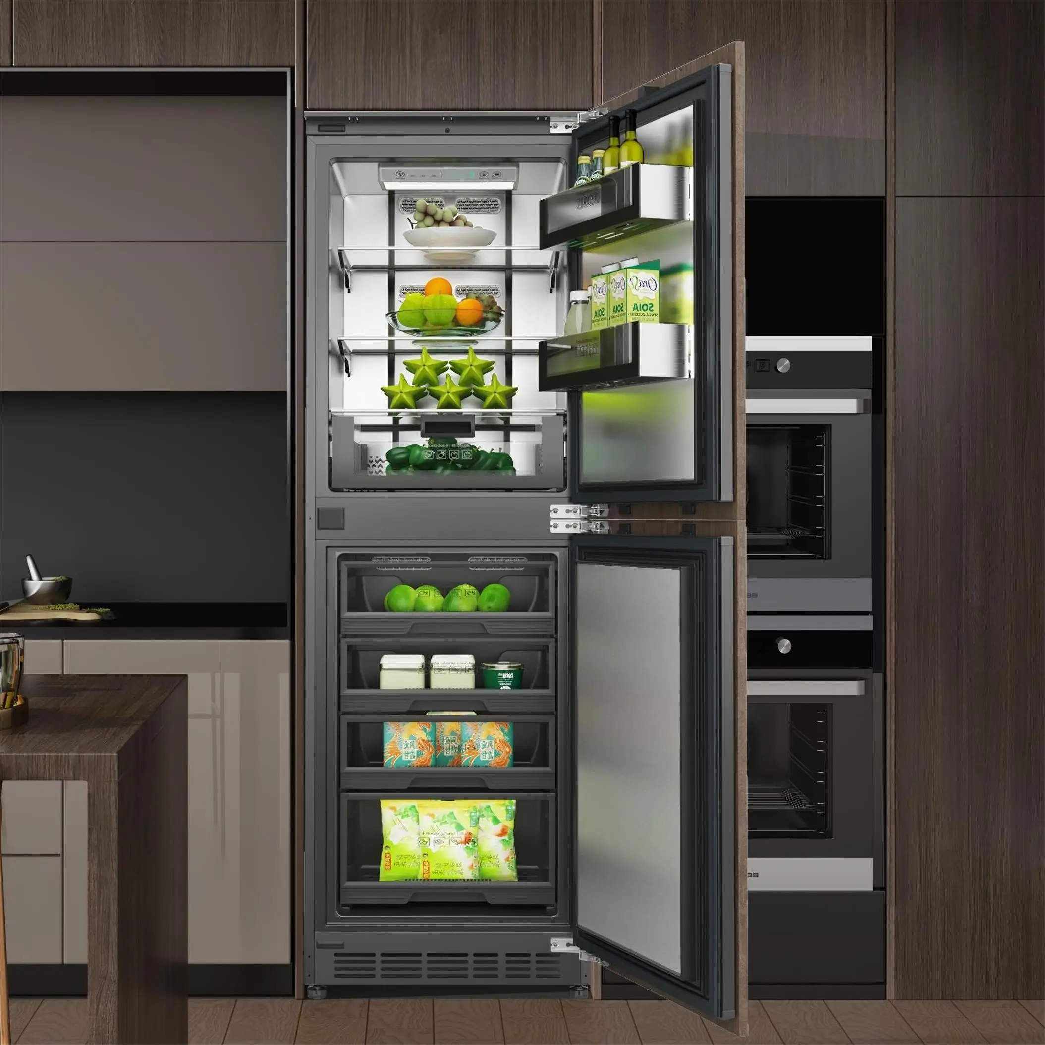 ZUNGUI BCD-280WQB Time-Limited Stainless Steel Built-In Large Refrigerator Large Refrigerator