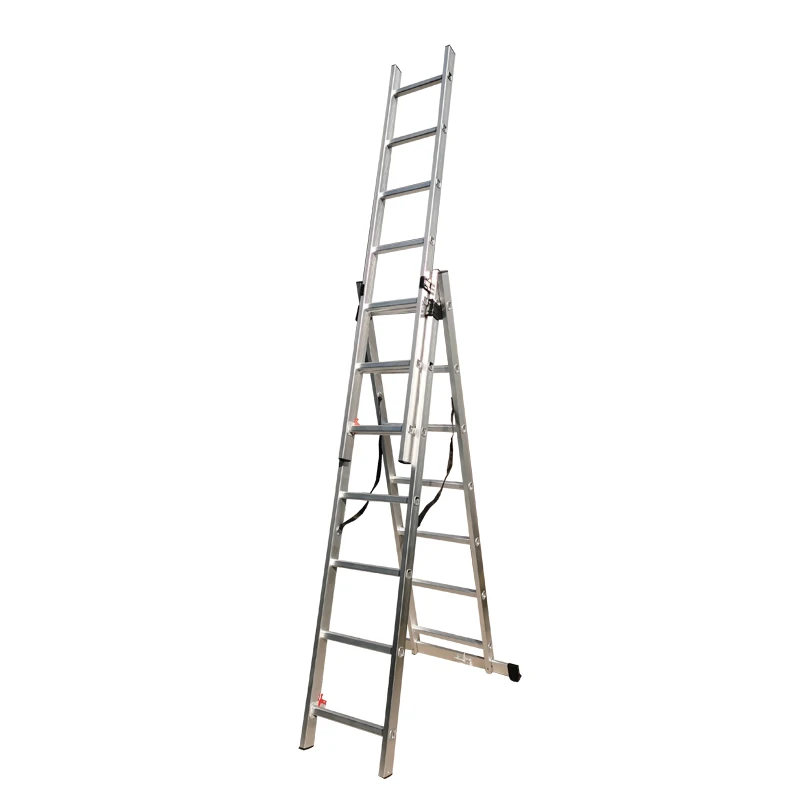 WEIKEN EN131 Escalera Climbing Aluminum three section Folding Extension Ladder  Extendable Retractable Ladder Manufacture China