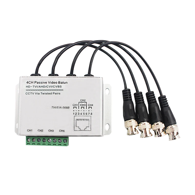 High Quality 4 Channel Passive RJ45 Video Balun 4ch For CCTV coaxial video balun