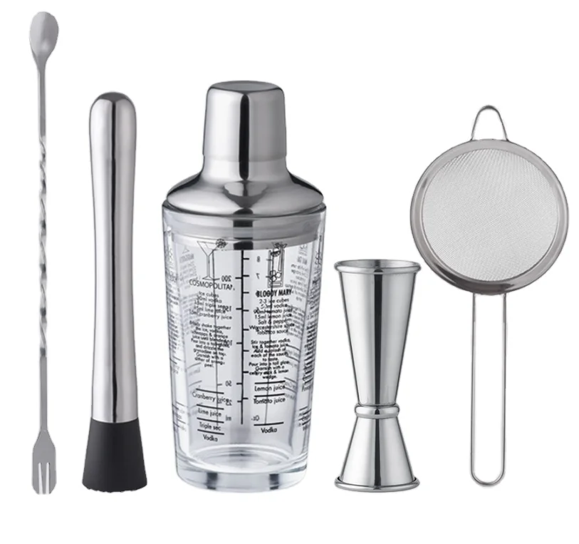 Cocktail Shaker Set Matte Black Wine Martini Drink Mixer Bartending Equipment Barware tools Bartender Kit for Home Bar