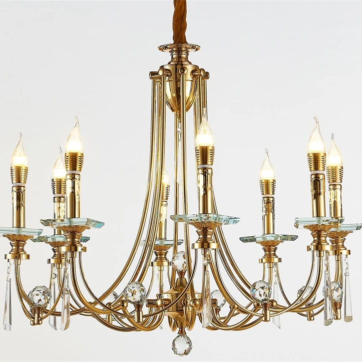 nordic modern simple restaurant chandelier iron candle crystal pendrant light chinese K9 crystal chandelier
