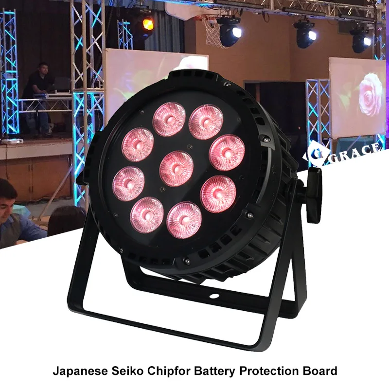 Igracelite Outdoor Waterproof Led Par Light 9 *18W 6IN1 Touch Battery Powered Uplight