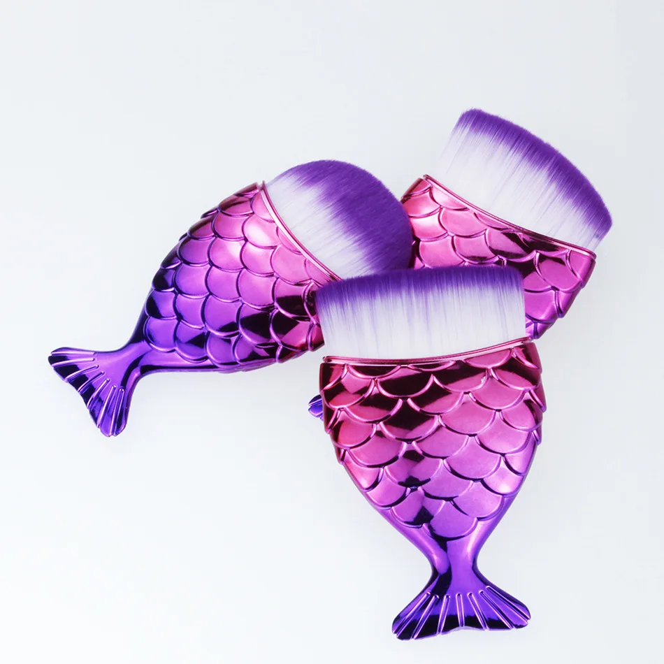 Fish tail colorful scales private label custom bling makeup brushes