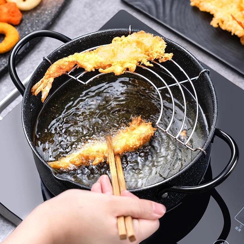 Drop Shipping Set Cookware Multi-function Pot Stainless Steel Steamer Noodle Pot Tempura Fryer With Basket
