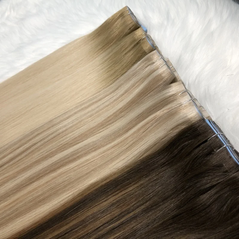 Findvirginhair Инъекционная кожа невидимая Длинная лента с клеем роскошные высококачественные европейские человеческие волосы двойная вытянутая