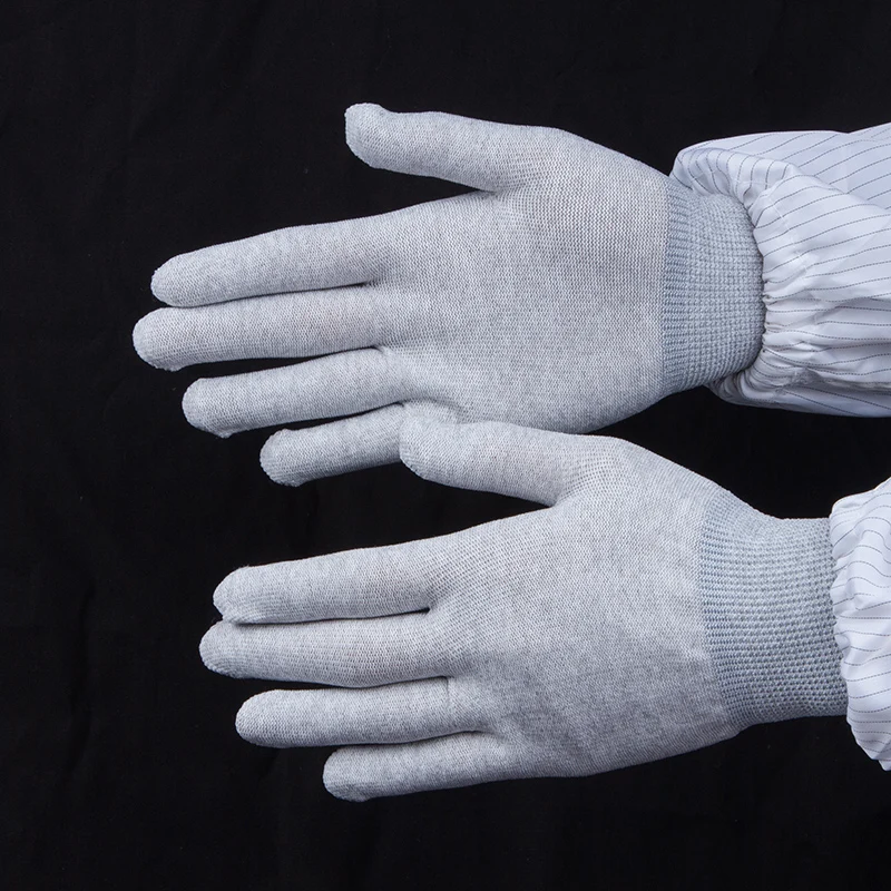 Manufacturer 13g Anti Static White Esd Antistatic Work Guantes Carbon Fiber Non-Disposable Lint Free Polyester ESD Gloves