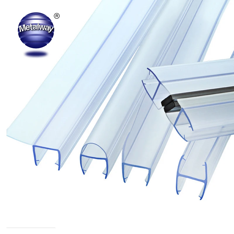 Common Magnetic Shower Frameless Sliding Glass Door Fitting 6mm Sealing Strips 90 Degree Transparent PVC Waterproof Seal Strip
