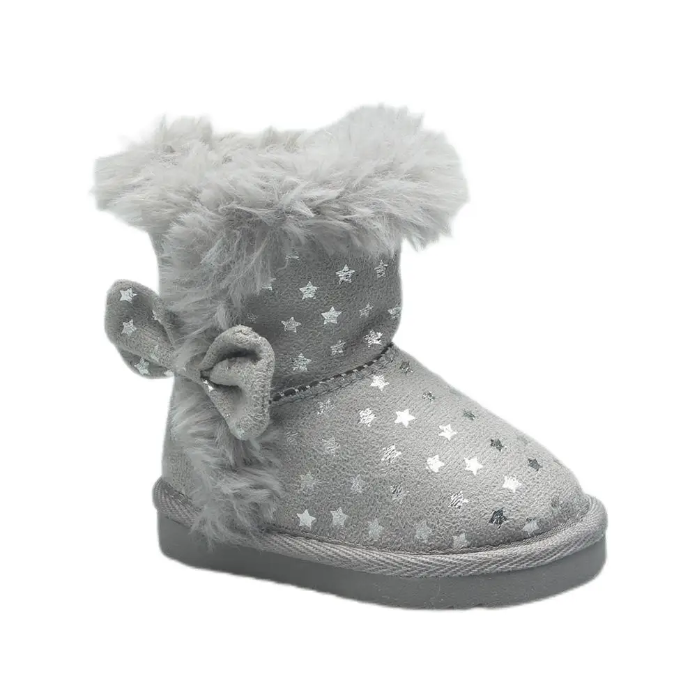 Wholesale Cheap Bow Style Glitter Printing Cute Warm Winter Little Girls Kids Snow Boot