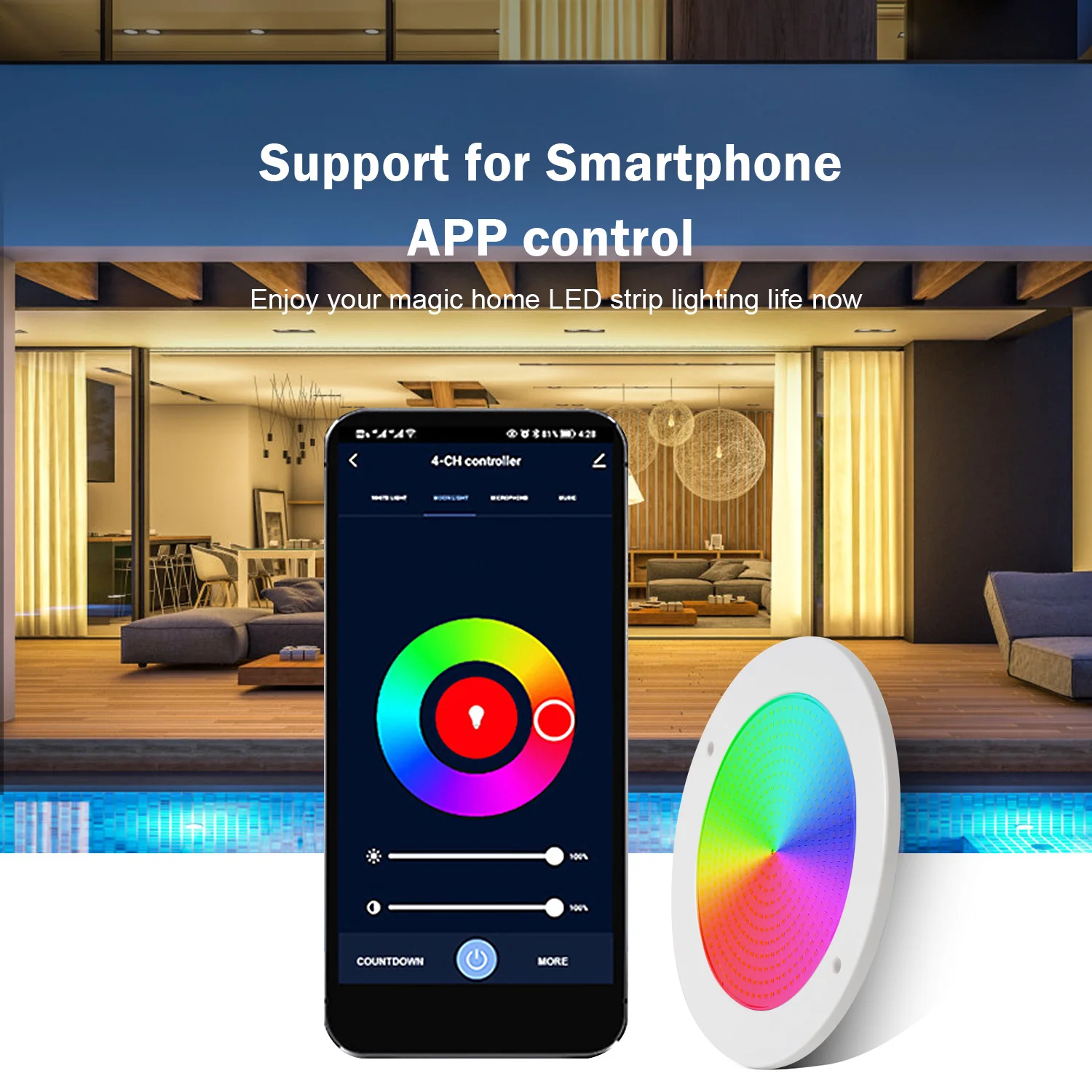 Беспроводная Смола Smd2835 плоская погружная 7 5 мм оптовая продажа Ip68 подводная 12 В Светодиодная лампа для бассейна