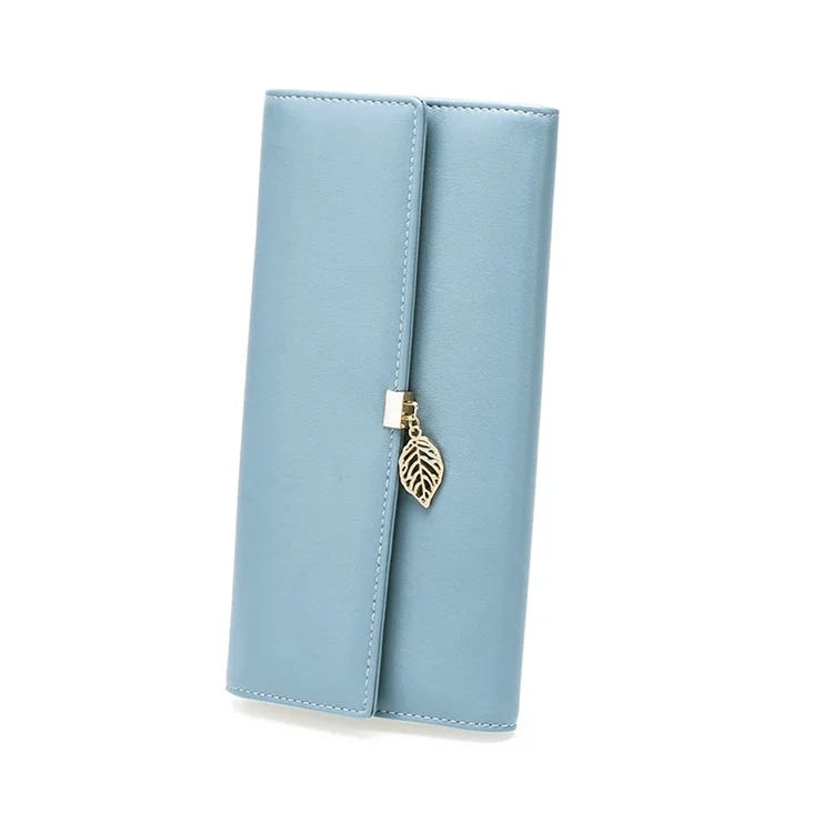 Pu  Long Wallet Leaf Pendant clip zipper zero wallet RFID anti-theft brush large capacity Wallet