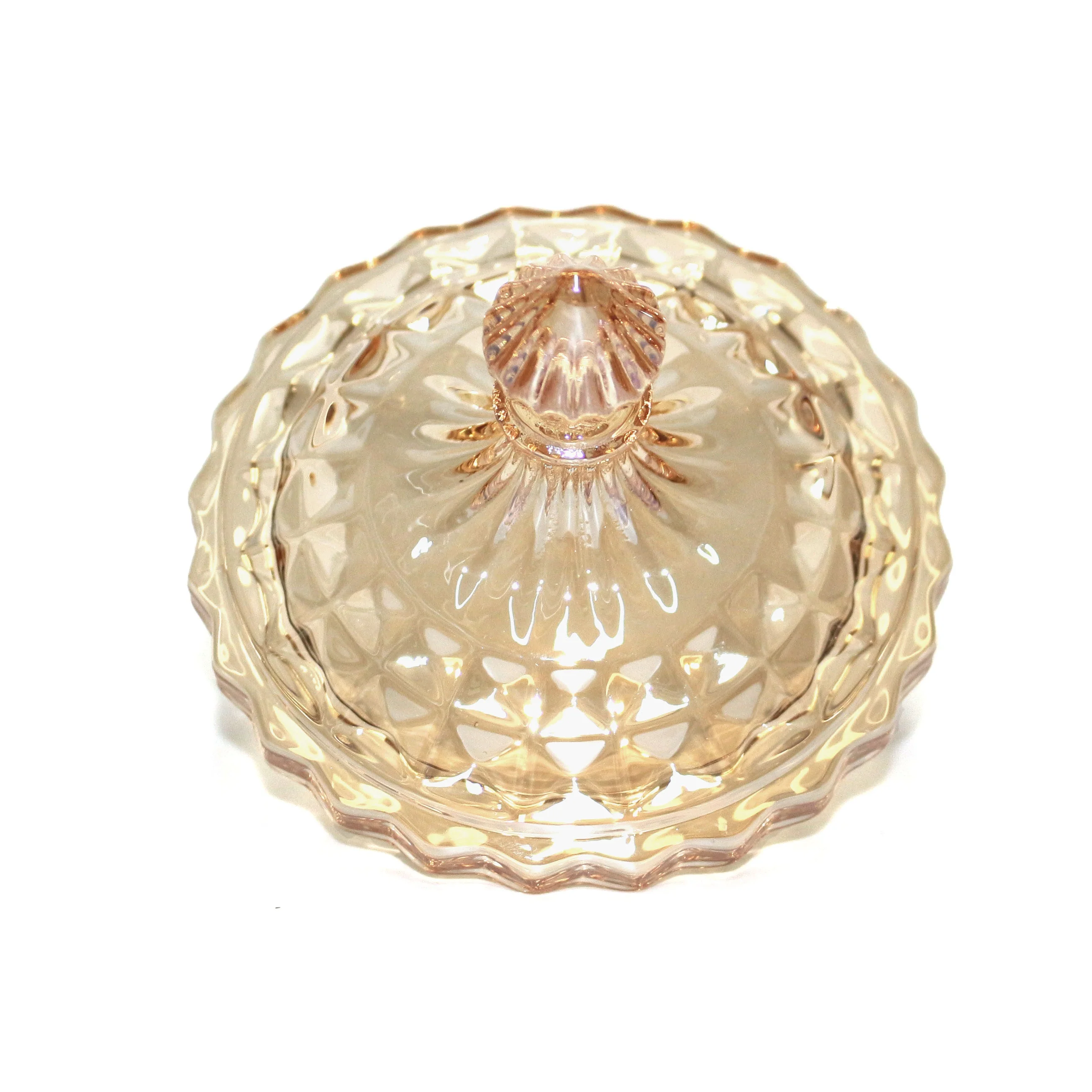 FENGJUN iridescent cylinder embossed geo cut colored candles container glass candle jar for candles