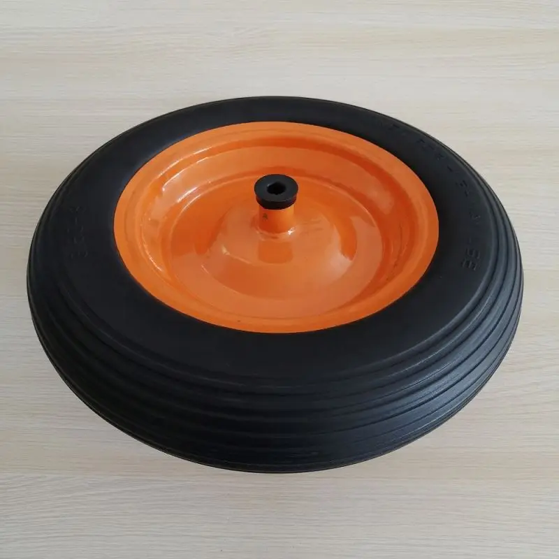 14 inch 14*3.50-8 rubber  wheelbarrow plastic rim pu solid wheel farm cart wheel