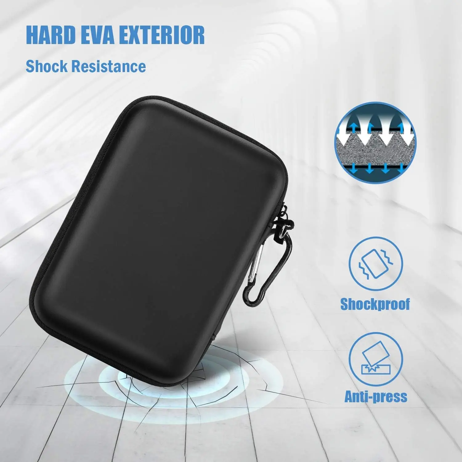 Custom Logo Shockproof Portable External Hard Disk Case 3.0 3.5 SSD Casing Waterproof EVA WD HDD Hard Drive Storage Case & Bags