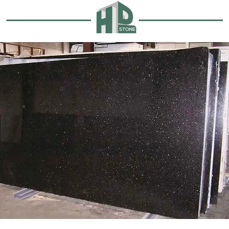 Polished Indian Black Star Galaxy Granite Slabs for Kitchen Countertops