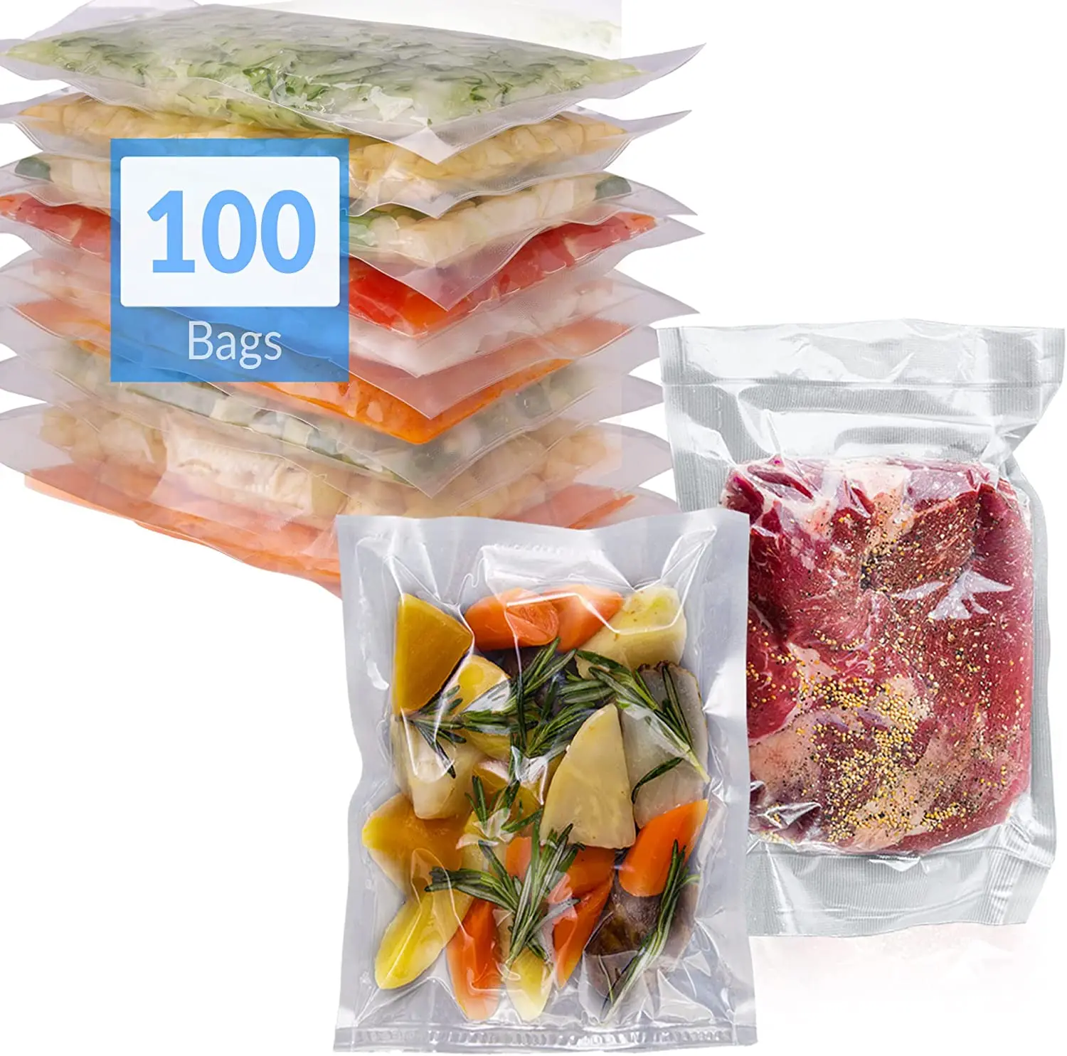 Clear nylon food grade storage vacuum plastic packaging bag vacuum sealer bag for frozen chicken fish meat