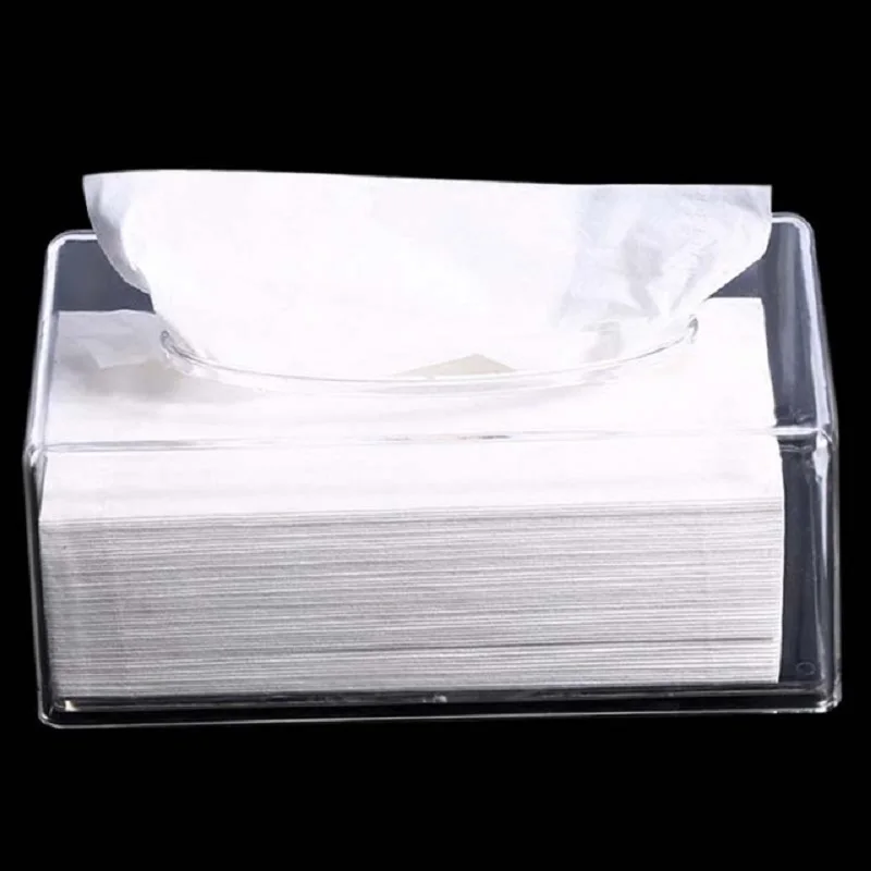 Office hotel home use exquisite square clear and customized color shape dimension acrylic transparent napkin tissue holder box