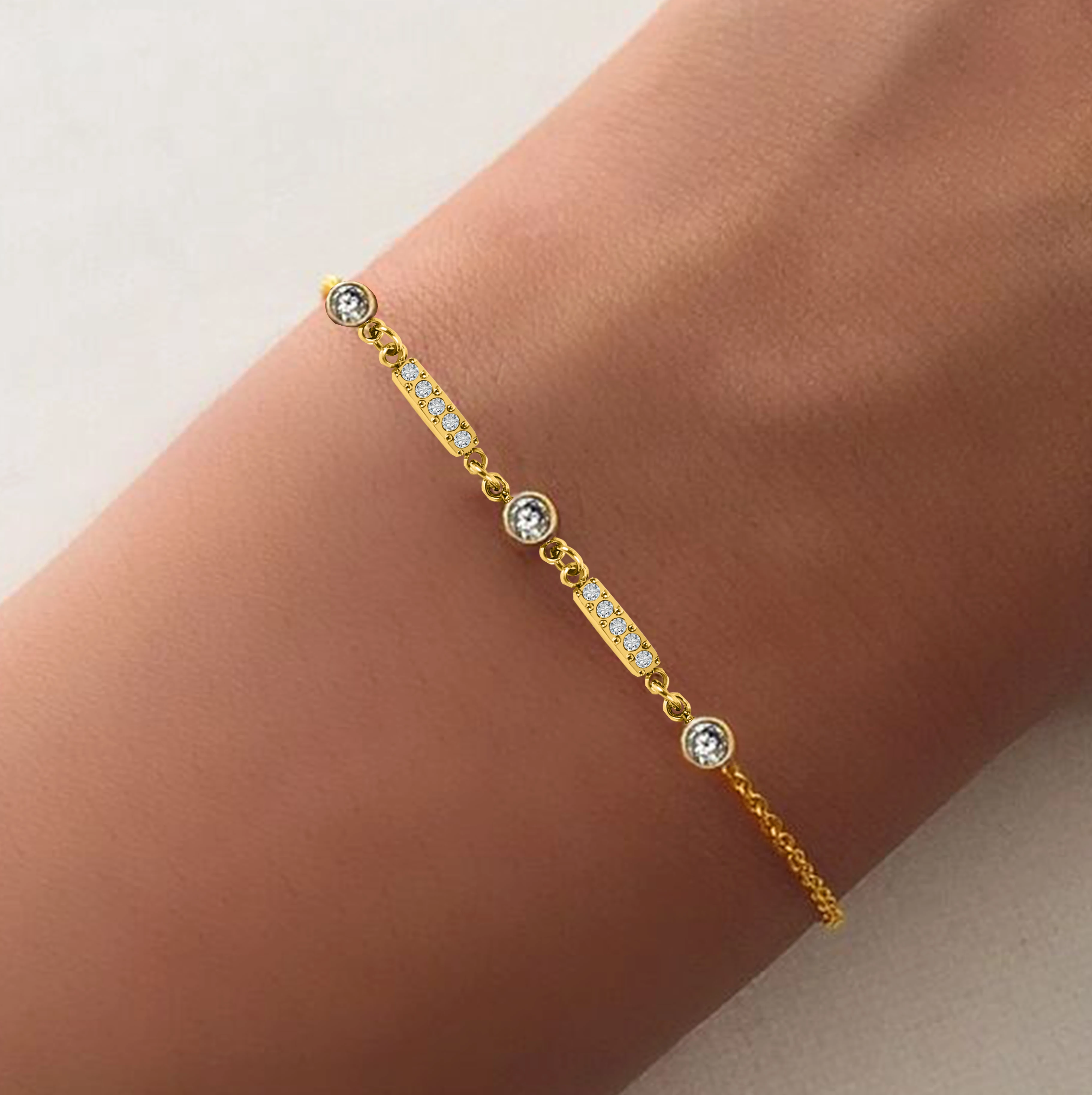 HOVANCI Hot Sell Bohemia Gold Plated Chain Link Bracelet Zircon Stone Crystal Bracelet For Women Girl Jewelry Gift