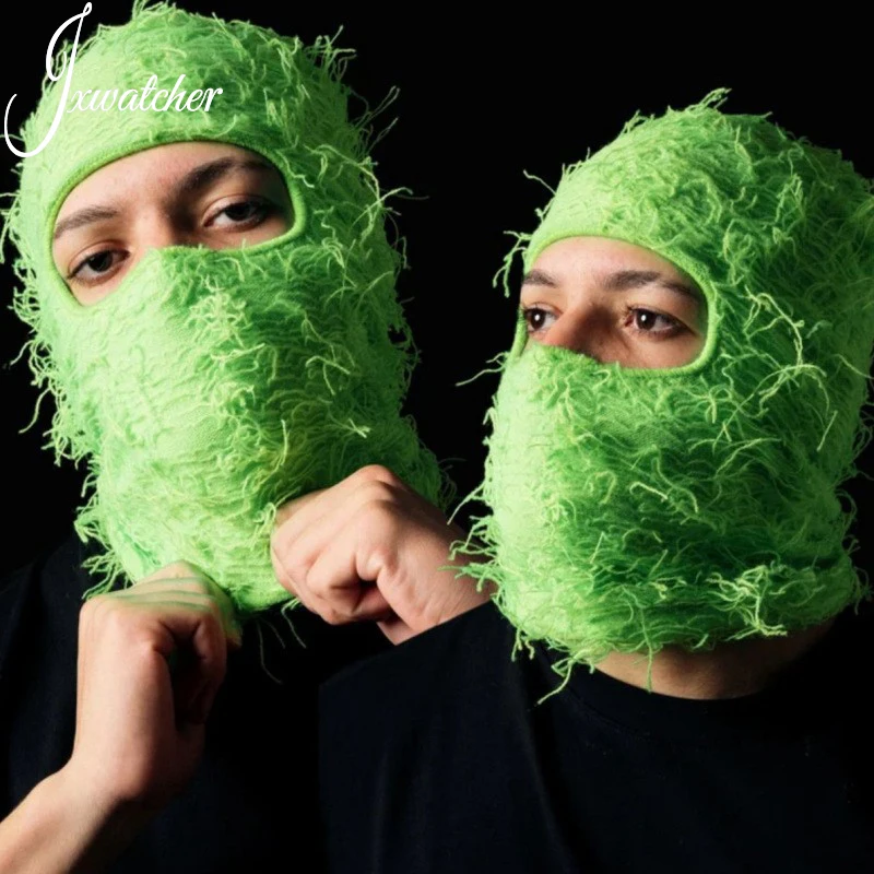 2023 Beanie Wholesale Winter Yeat Shiesty Knit One Hole Grassy Cagoule Knit Custom Fuzzy Ski Full Face Mask Distressed Balaclava