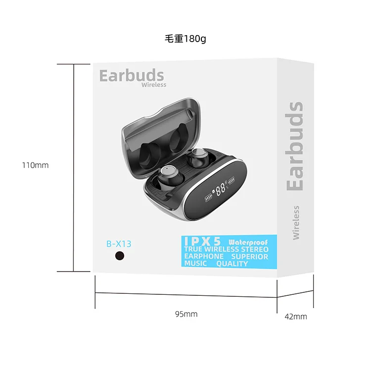 Ergonomic Design Waterproof Earbuds Wireless BT 5.0 In-ear Bass Sports Charging Powerbank