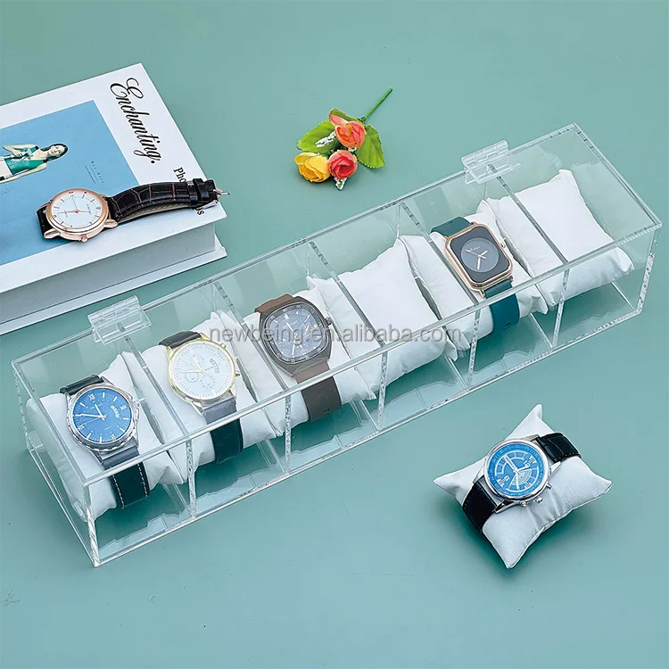 6 Slot Watch Display Organizer With Clear Acrylic