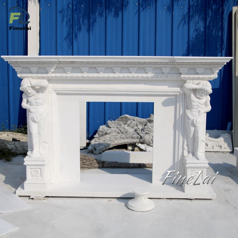 Finelai fireplace sculpture for home fireplace mantel white modern