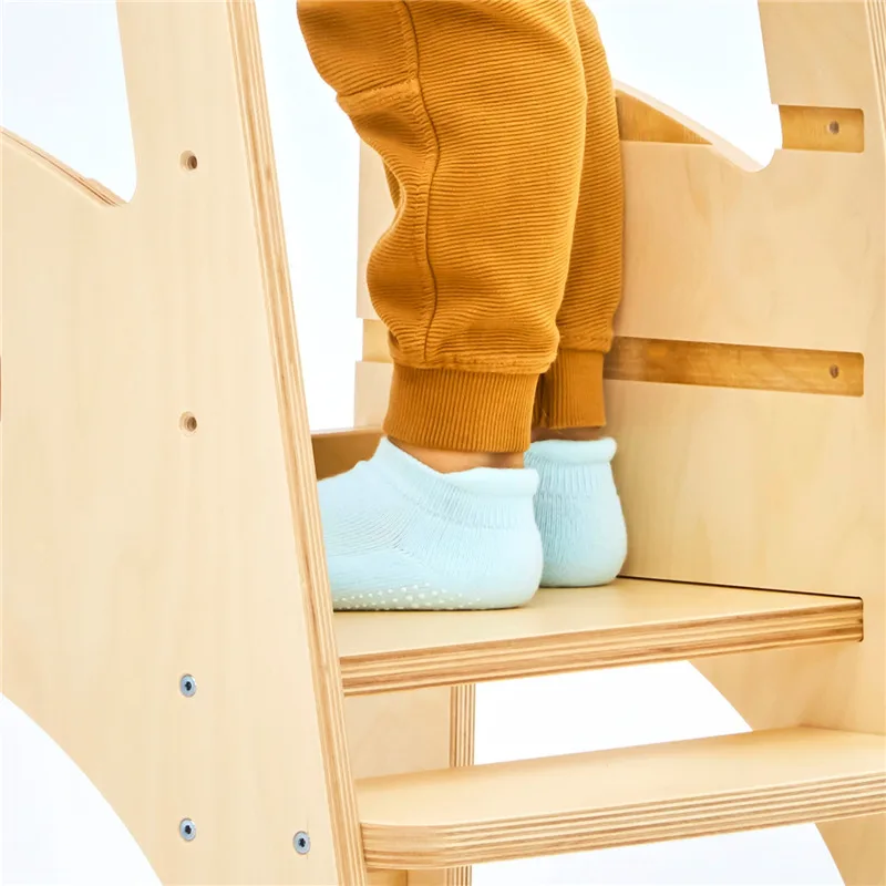 Montessori Learning Tower Toddler Step Elephant Kitchen Step Stool For Kids Children Wooden Adjustable Height Learning Tower