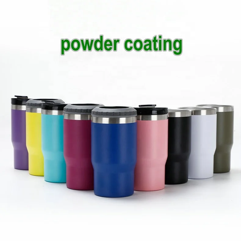 Custom 4 in 1 stainless steel beer bottle cooler insulator 14oz cola can vacuum 2 lids yeticooler wine cooler