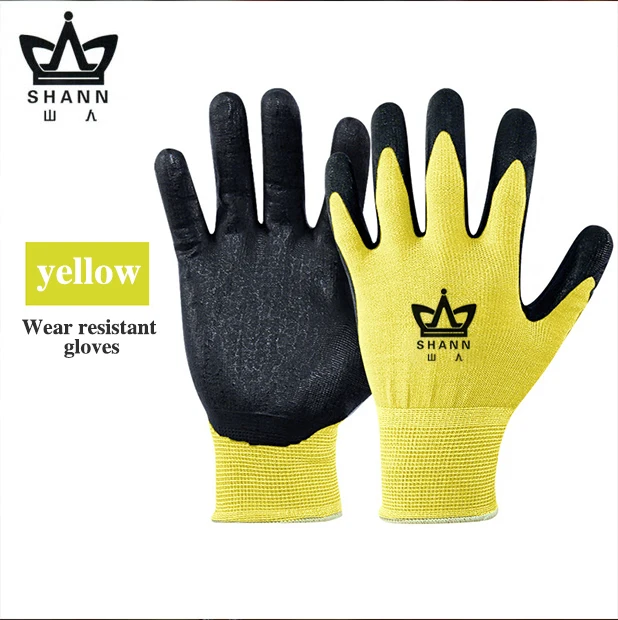 Industrial Heavy Duty Construction Nylon Rubber Coated Wrinkle Palm Construction Saftey Working Gloves for Hand Protective