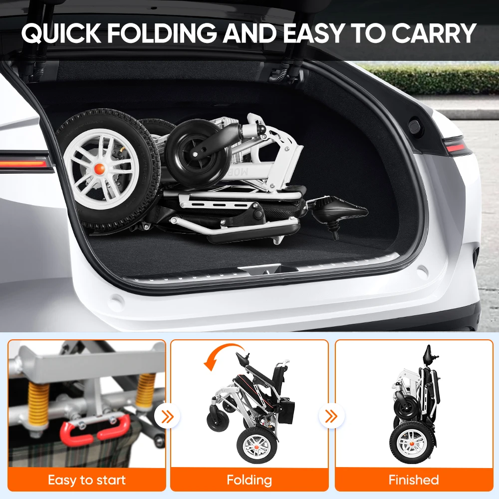 High Quality Directly Foldable Aluminium Alloy Electromagnetic Brake Power Electric Wheelchair For Disabled Use