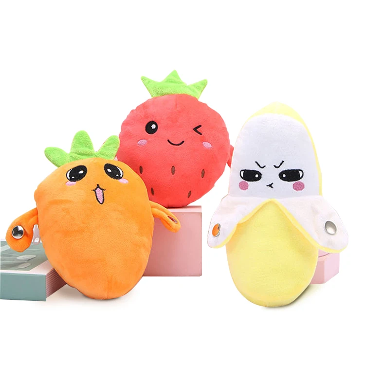 Fruit shape plush toy musical baby stuffed soft toys interactive induction beat piano