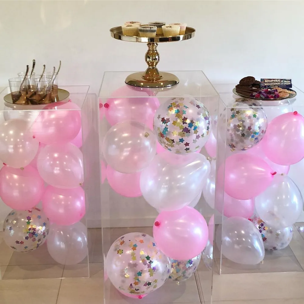 MYDARB Set of 5 Acrylic round cylinder pedestal white acrylic plinths display stand for wedding decoration