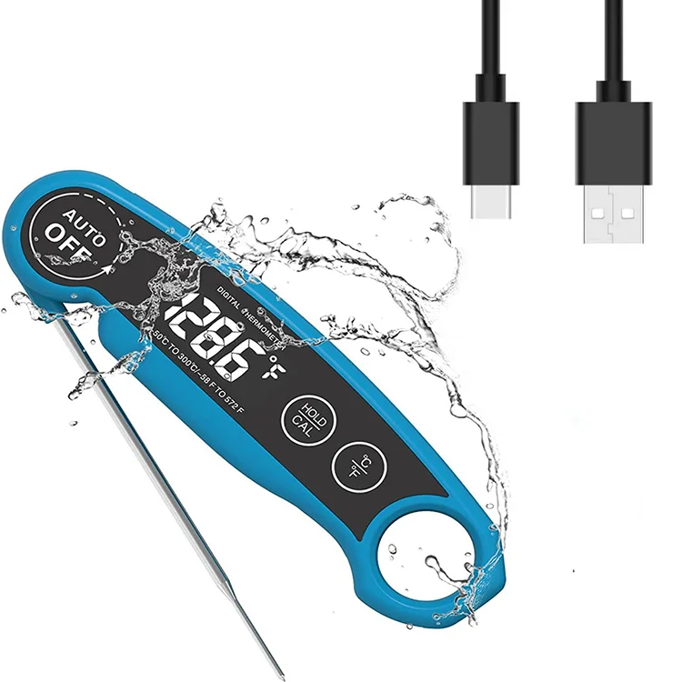 Rechargeable Digital Waterproof Folding Probe Instant Read Meat Thermometers For Cooking with USB Charging Port
