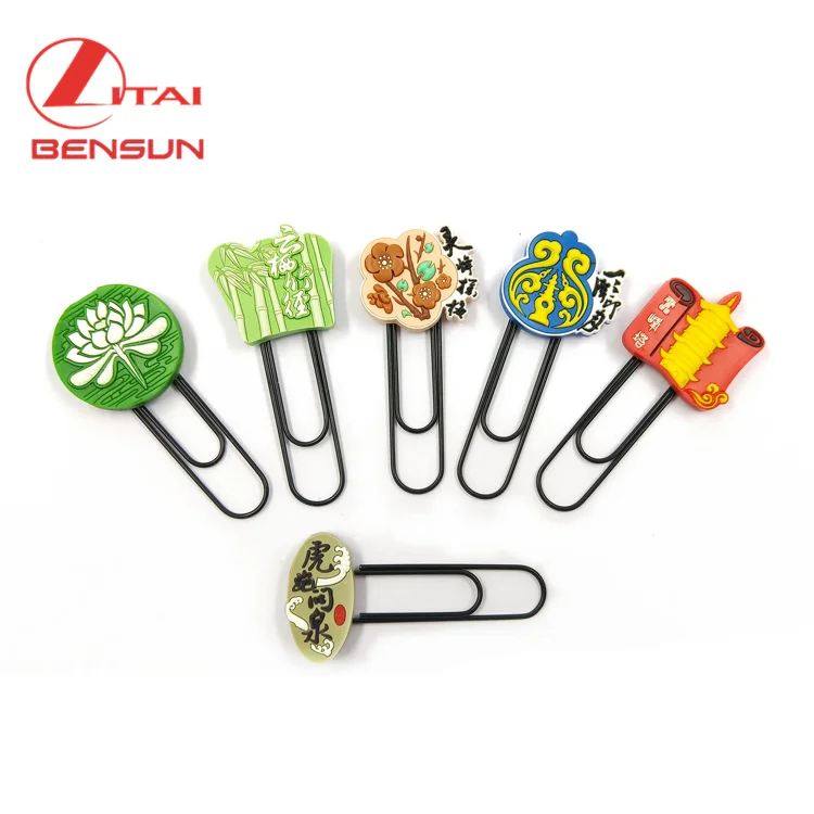 Custom Sublimation Bookmark Stationery Soft Rubber PVC Plastic Paper Clips for Children Gifts