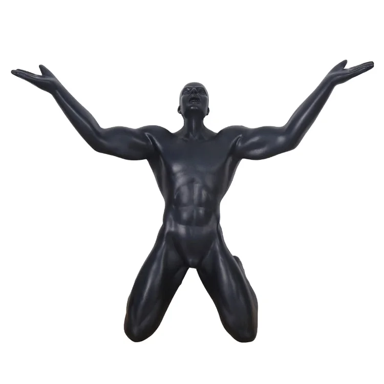 Resin Man Carving Desktop Decoration Ornamental Sculpture Muscular Male Nude Statue