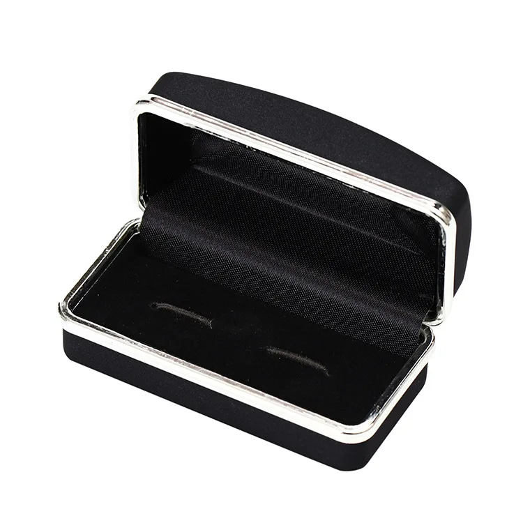 Shiny Mirror Silver White Cufflinks Rectangular Black Frosted Tie Clip Gift Luxury Chrome Cufflink Box