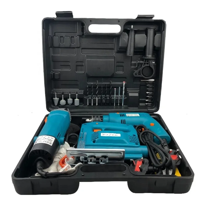 NEW 3PCS Professional Hot Selling Impact Drill Jig Saw and Angle Grinder Power Electrical Tool Sets For Garden