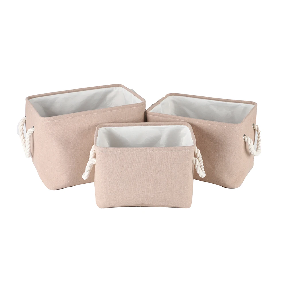 Хит продаж, холст Yanyi, полиэстер, хлопчатобумажная ткань, квадратные корзины для хранения, набор 3