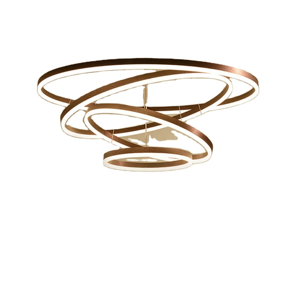Modern Living Dining Room Nordic LED Ceiling Pendant Lamp European Dimmable Interior Lighting LED Acrylic Circle Ring Chandelier