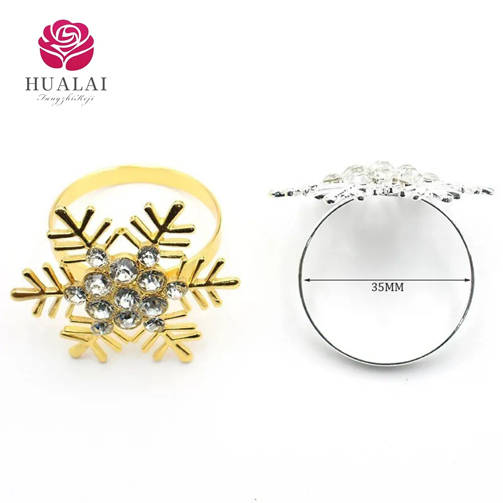 metal silver gold snowflake rhinestone christmas napkin ring for wedding