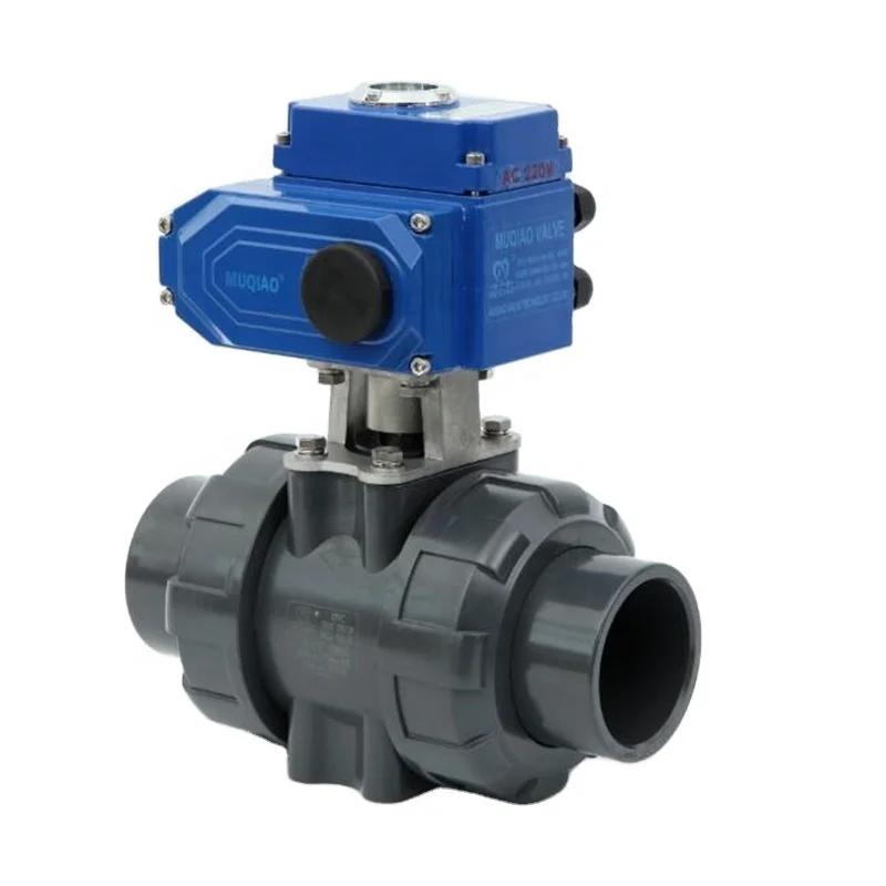 1/2in-4in 12v 24v pvc rotary actuator electric valve electric motorized remote control  two ways straight type plastic UPVC ball