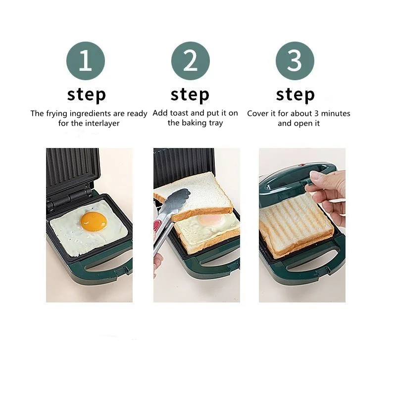 Multi-Function Electric Toaster Portable 220v Square Waffle Maker for Home Use Sandwich Maker