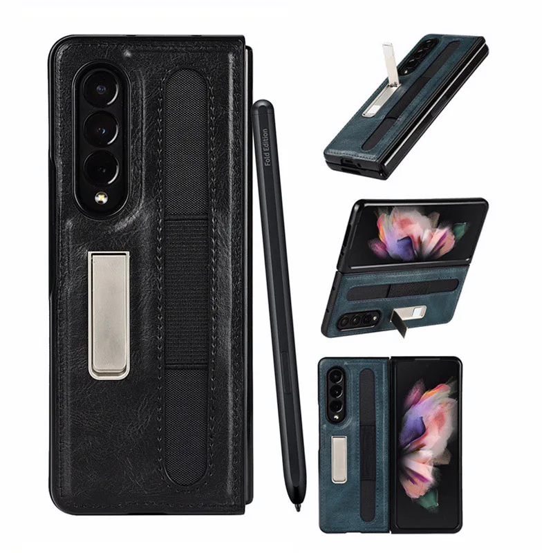 Luxury Private Label Brand Leather Case for Samsung Galaxy Z fold 3 Z3 Fold Case with S pen Storage