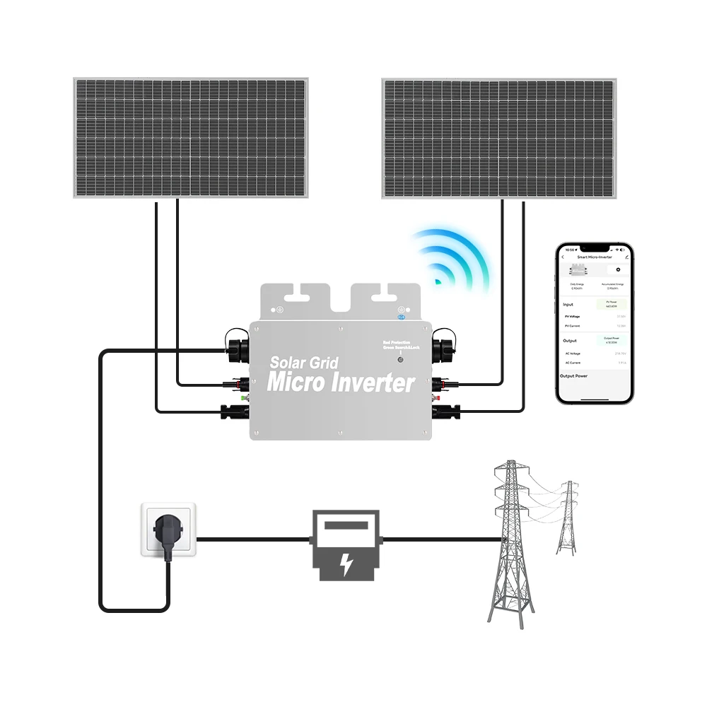 Plug & Play Micro Inverter Grid Tie WiFi Power 800W Eu Schuko Solar Mini Inverter
