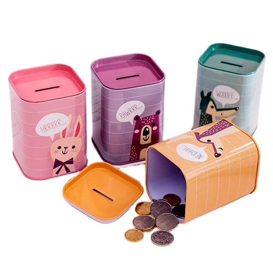 Овальной формы, жестяная коробка, коробочки для денег, Копилка в британском стиле, Мультяшные животные, копилка, емкость для хранения, подарок, игрушка, маленькие банки, производство