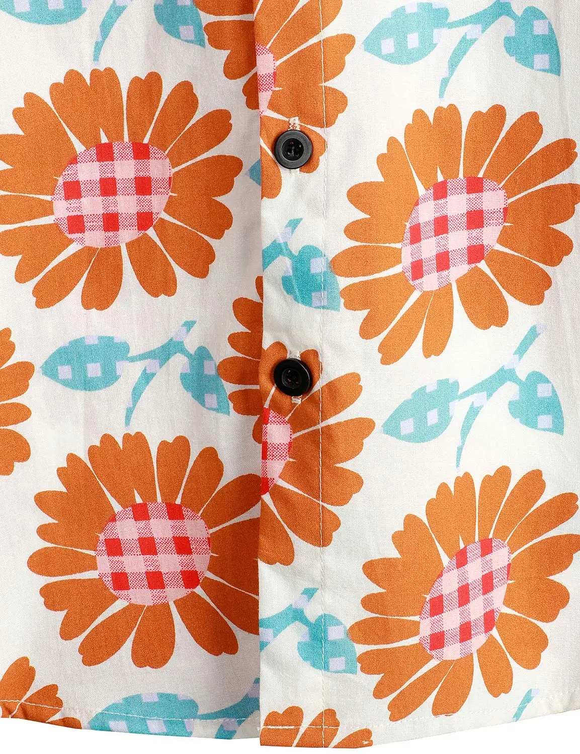 Custom OEM Sunflower Left And Right Symmetry Mens 100% Cotton Hawaiian Shirts Casual Aloha Beach Shirts