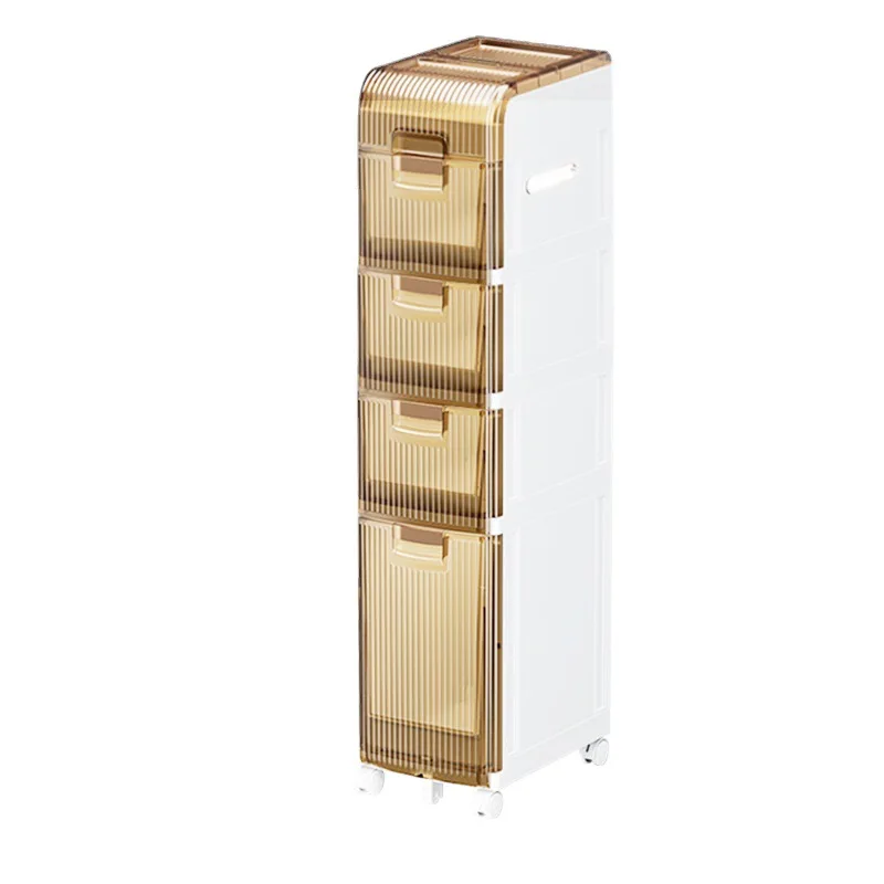 Modern Multilayer Plastic PP Toilet Locker Household Installation-Free Bathroom Storage Cabinet Waterproof Slit Drawers Work