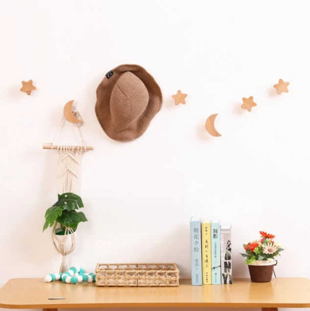 Fun Animal Creative Wooden Traceless Adhesive Hook  Hat  Door Back Hook Beech Wood Clothes Hook