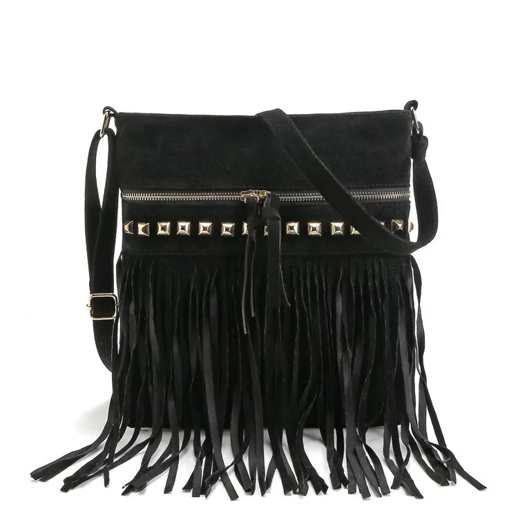 Fashion Western Fringe Bag Cowgirl Purse Faux Suede Crossbody Bag with Tassel Country Outfit for Women