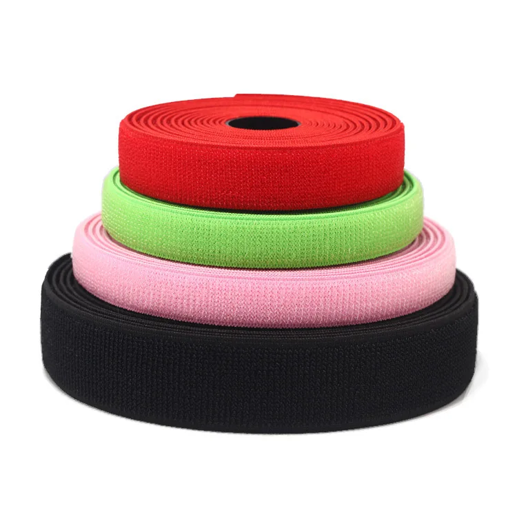 
Customized Nylon Sewing 20mm Low Elasticity Hook And Loop Fabric Band Tape Woven Loop Fastener 